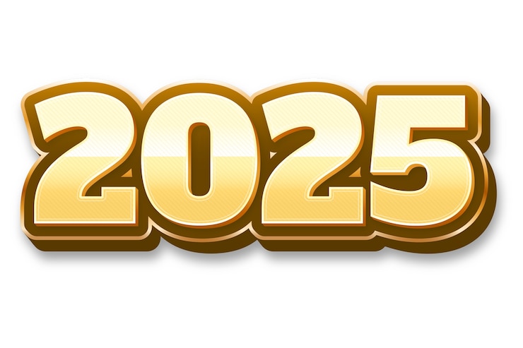 PSD Gratis ilustrasi tahun baru 2025 keemasan