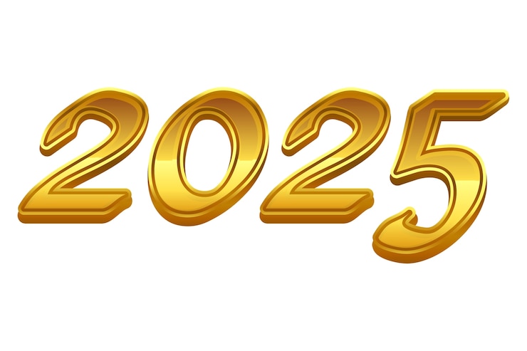 PSD Gratis ilustrasi tahun baru 2025 keemasan