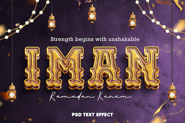 PSD Gratis iman ramadan kareem editable text effect