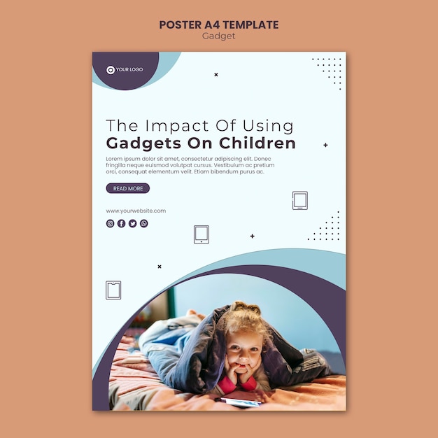 Impacto de gadget en el estilo de plantilla de póster para niños