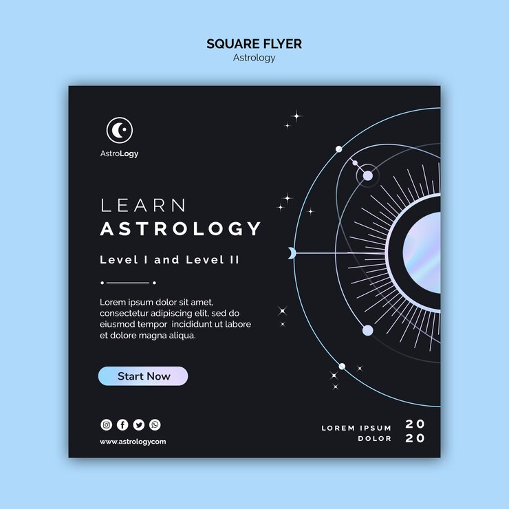 PSD gratuito impara il volantino quadrato di astrologia