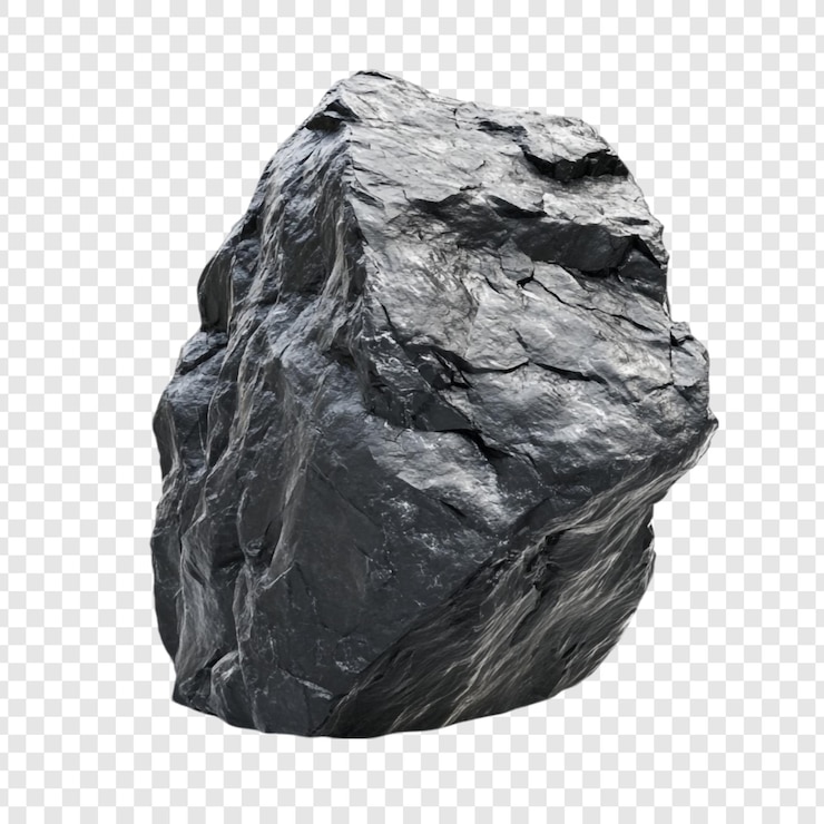 PSD Gratis imposing dark grey rock isolated on transparent background
