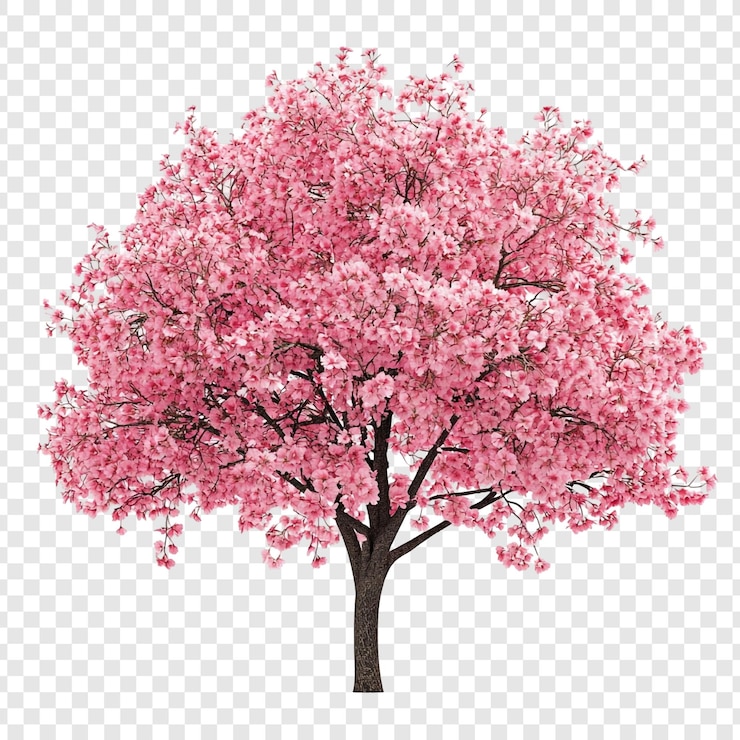 PSD gratuito un impresionante árbol de cerezas rosadas en plena floración