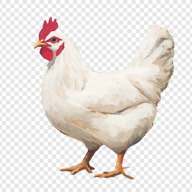 Una impresionante pintura en impasto de una gallina blanca