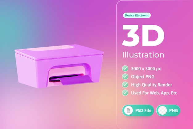 PSD gratuito impresora dispositivo electrónico ilustración 3d