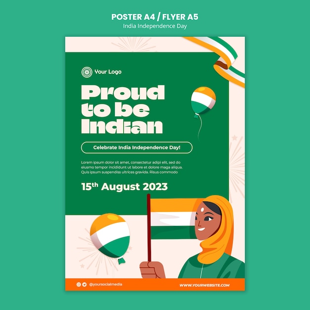 Gratis PSD india onafhankelijkheidsdag poster sjabloon