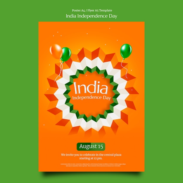 Gratis PSD india onafhankelijkheidsdag posterontwerp