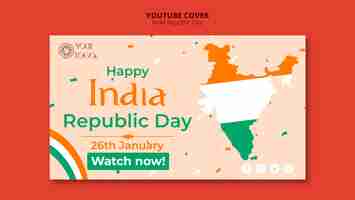 Gratis PSD india republiek dag youtube-voorbladsjabloon