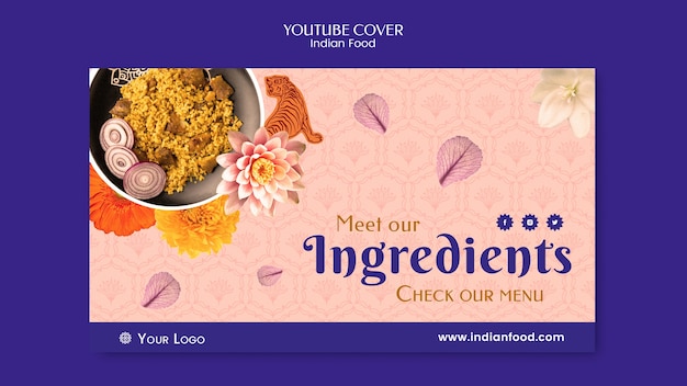 Indiaas eten restaurant en zakelijke youtube voorbladsjabloon