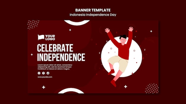 Gratis PSD indonesië onafhankelijkheidsdag banner concept sjabloon