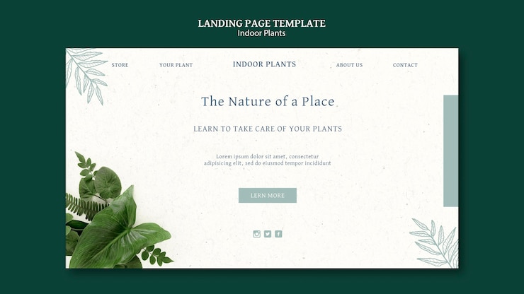 PSD Gratis indoor plants landing page with photo