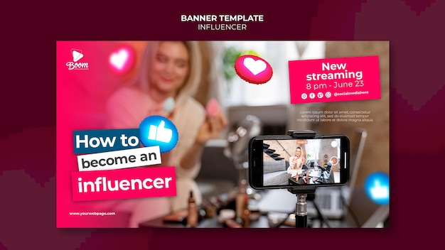 Influencer-bannersjabloon met foto