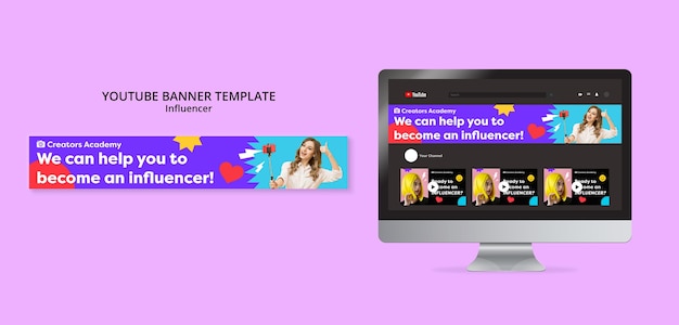 Gratis PSD influencer carrière youtube-bannersjabloon