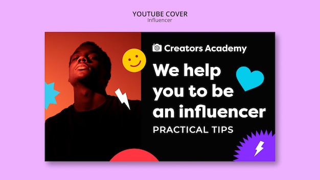 Gratis PSD influencer carrière youtube-voorbladsjabloon