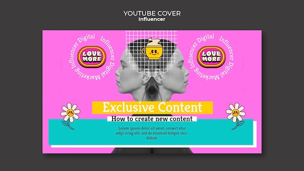 Gratis PSD influencer lifestyle youtube-voorbladsjabloon