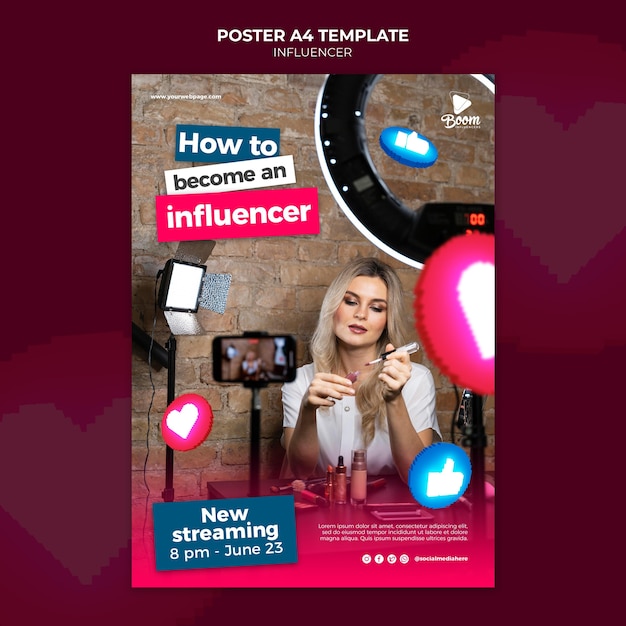 Gratis PSD influencer-postersjabloon met foto