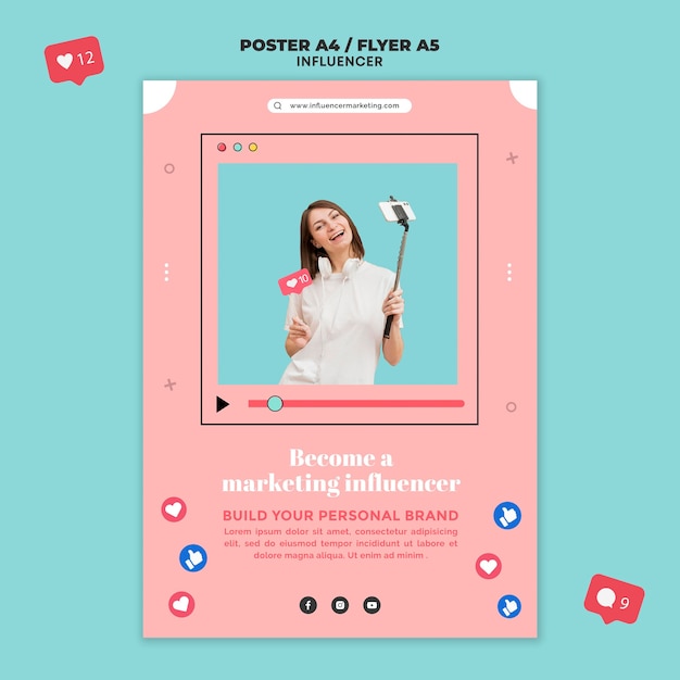 Gratis PSD influencer verticale afdruksjabloon