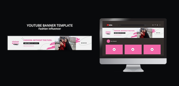 Gratis PSD influencer youtube channel art sjabloonontwerp