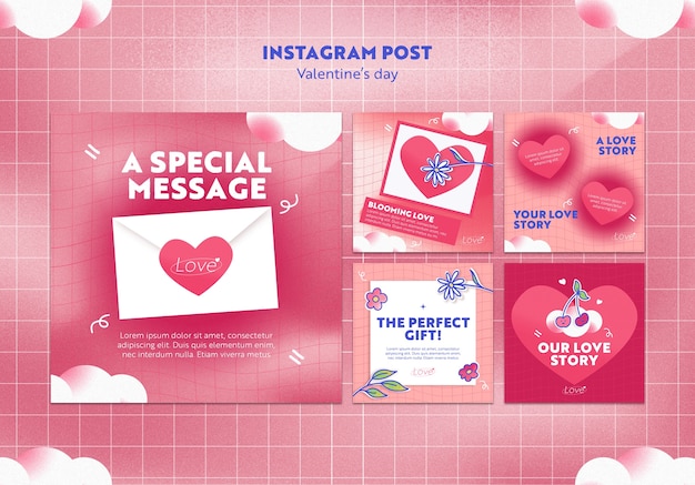 Insieme della posta di instagram di celebrazione di San Valentino