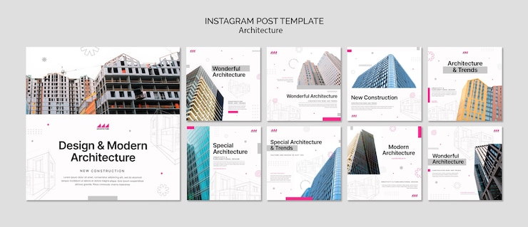 Gratis PSD instagram-berichten over architectuurprojecten