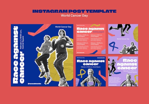 Gratis PSD instagram-berichten over de wereldkankerdag