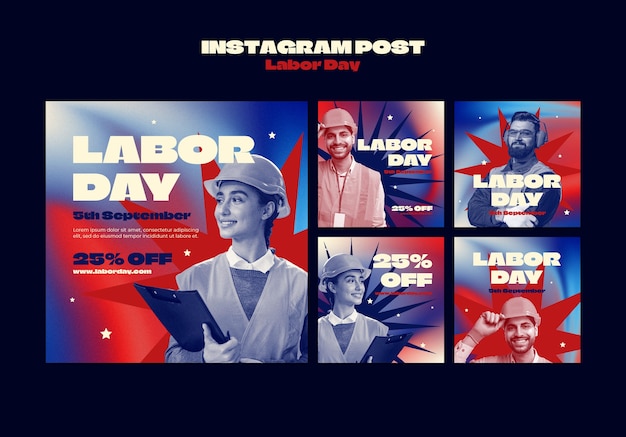 Gratis PSD instagram-berichten van de viering van de dag van de arbeid