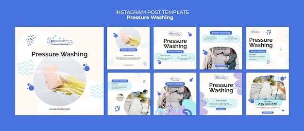 Gratis PSD instagram-berichten van een drukwasservice