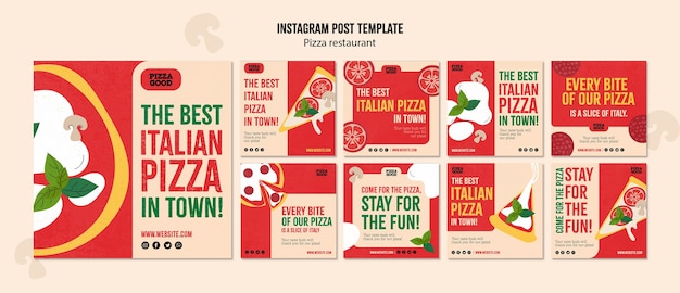 Gratis PSD instagram-berichten van heerlijke pizzarestaurants