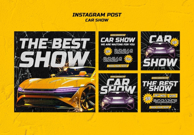 Gratis PSD instagram-berichten voor autoshows