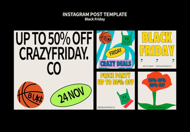 Gratis PSD instagram-berichten voor black friday-uitverkoop