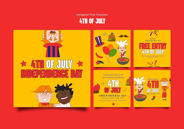 Gratis PSD instagram-berichten voor de viering van 4 juli