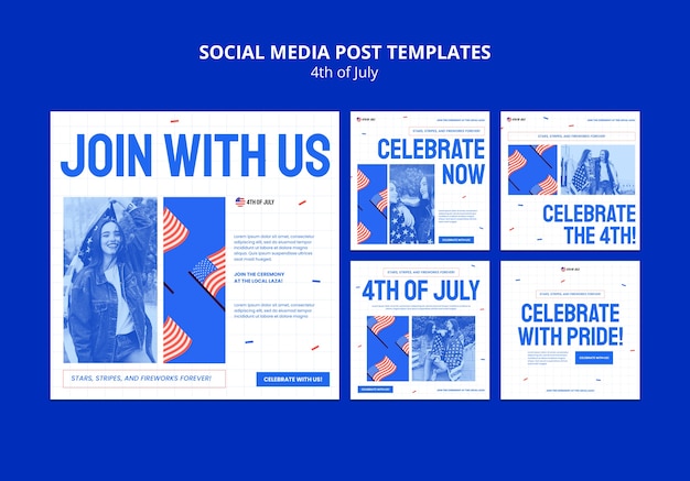 Gratis PSD instagram-berichten voor de viering van 4 juli