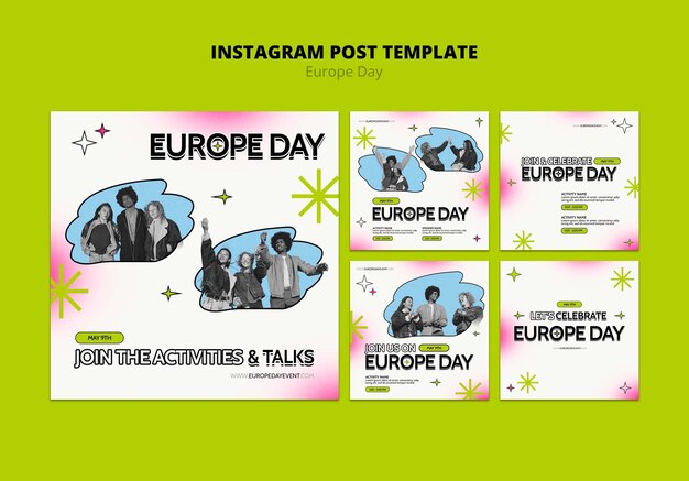 Gratis PSD instagram-berichten voor de viering van de europese dag