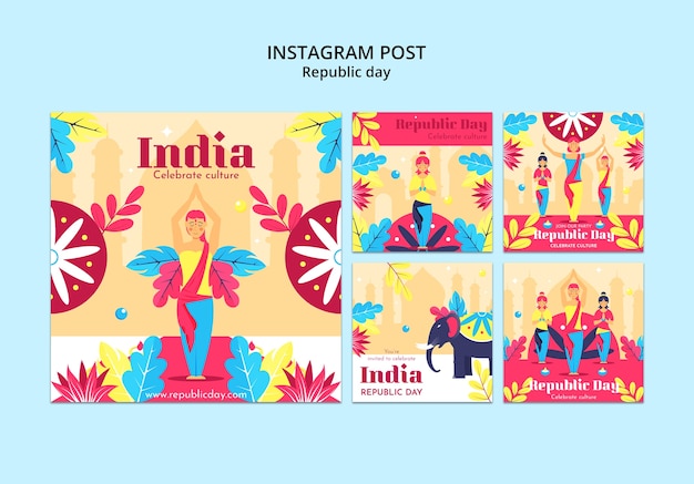 Gratis PSD instagram-berichten voor de viering van de feestdag van de republiek