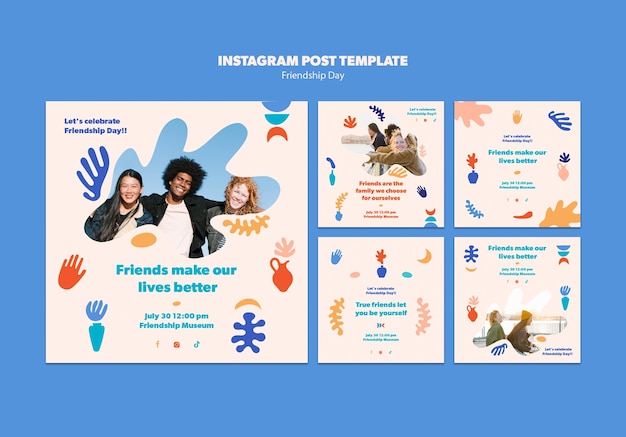 Gratis PSD instagram-berichten voor de viering van de vriendschapsdag