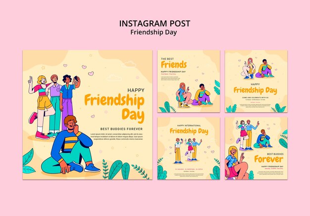 Gratis PSD instagram-berichten voor de viering van de vriendschapsdag