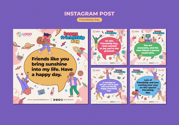 Gratis PSD instagram-berichten voor de viering van de vriendschapsdag