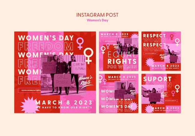 Gratis PSD instagram-berichten voor de viering van de vrouwendag