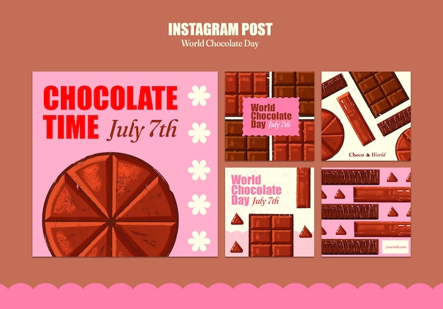 Instagram-berichten voor de viering van de wereldchocoladedag