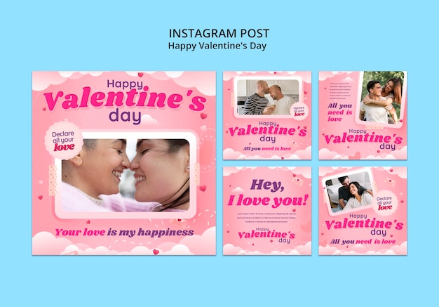 Instagram-berichten voor de viering van valentijnsdag