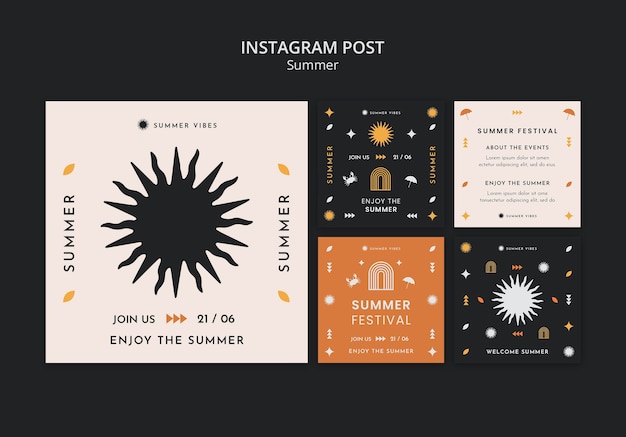 Gratis PSD instagram-berichten voor de zomervakantie