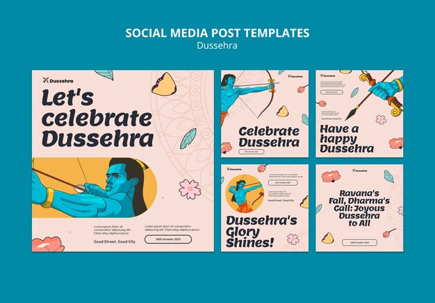 Gratis PSD instagram-berichten voor dussehra-viering