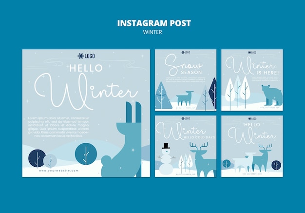 Gratis PSD instagram-berichten voor het winterseizoen