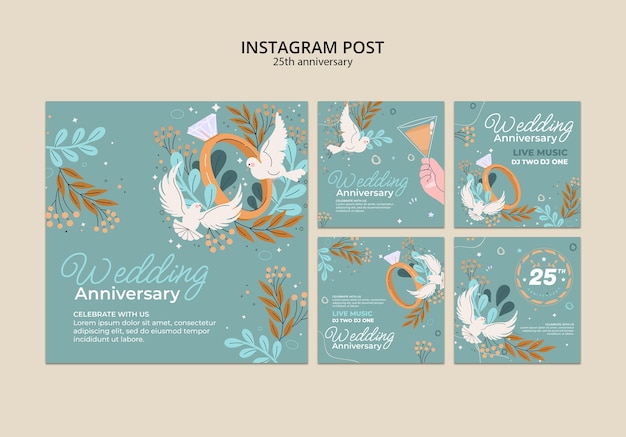 Gratis PSD instagram-berichten voor het zilveren jubileum