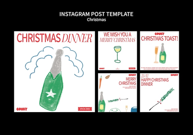 Gratis PSD instagram-berichten voor kerstviering