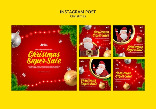 Gratis PSD instagram-berichten voor kerstviering