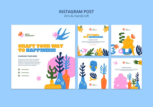 Gratis PSD instagram-berichten voor kunst- en handwerkevenementen