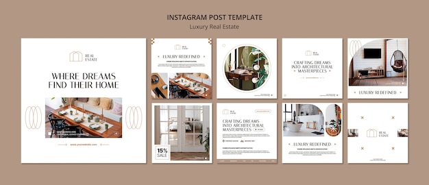 Gratis PSD instagram-berichten voor luxe onroerend goed