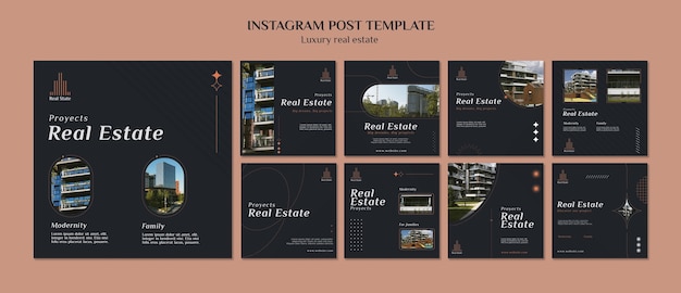 Gratis PSD instagram-berichten voor luxe onroerend goed