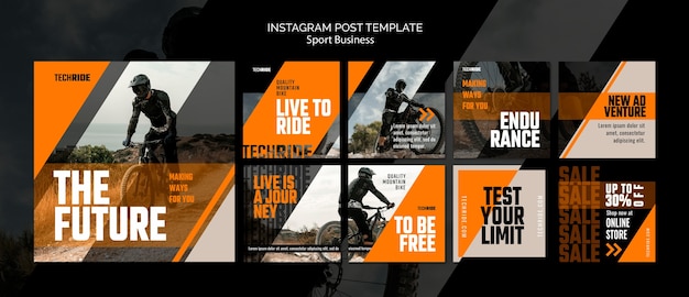 Gratis PSD instagram-berichten voor sportzaken